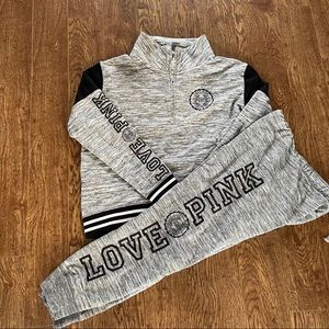 VS PINK L Bling Half Zip & Gym Pants